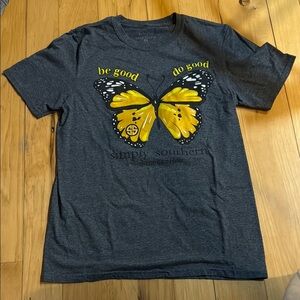 Simply Southern Kids Gray T-Shirt with Yellow Butterfly